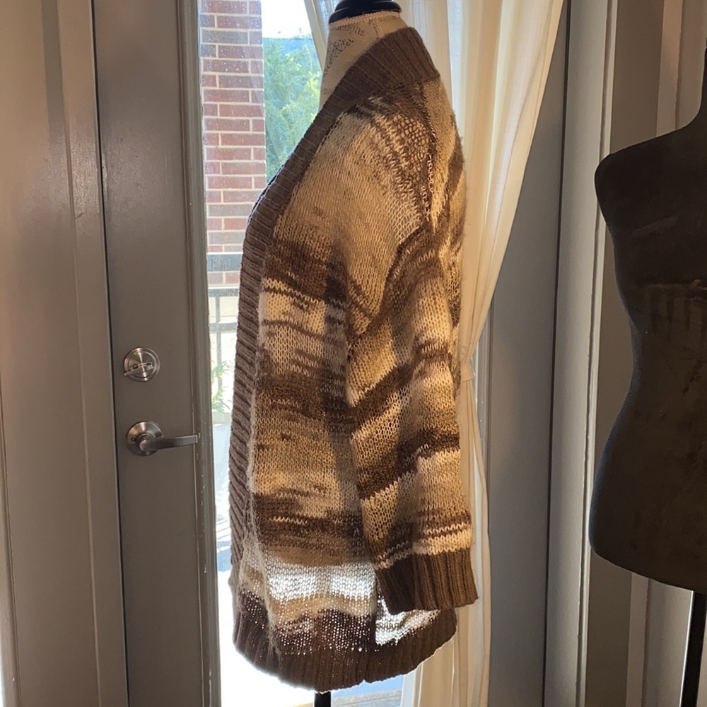 Caslon women’s Small striped neutral tones sweater cardigan jacket winter coat S - Picture 3 of 7